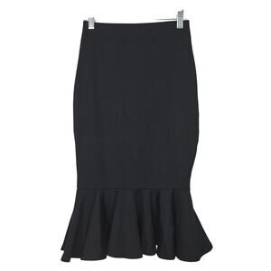 Bebe Skirt Womens XS Black Long Flounce Bottom Trumpet Mermaid Made In USA Party